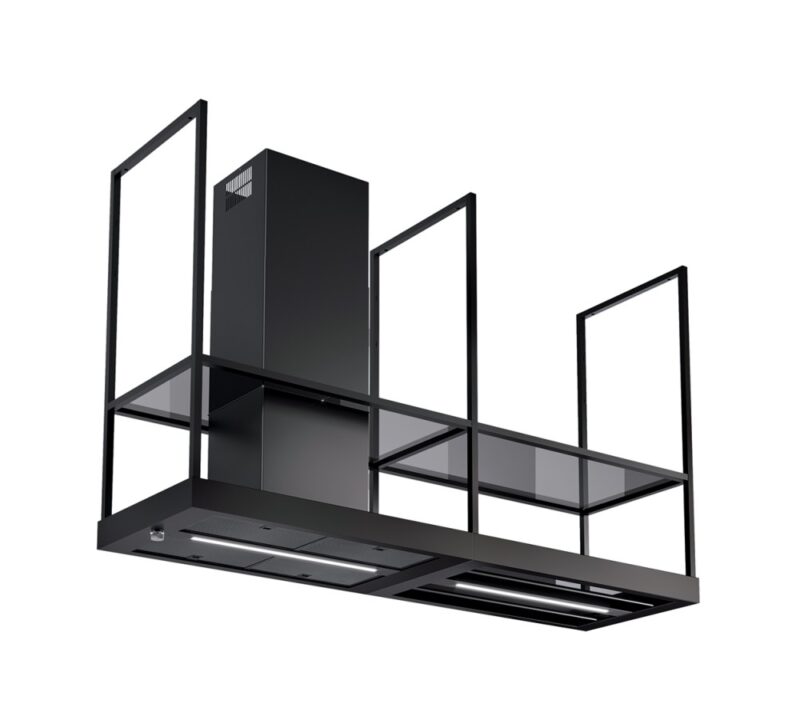 Faber T-SHELF EV8 BK MATT A180 Dream Hotte îlot cm. 180 - noir mat / verre fumé