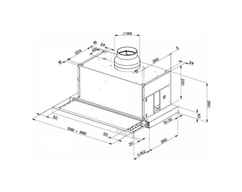 Faber MAXIMA NG TOUCH EV8 LED X A60 Hotte sous meuble cm. 60 - façade métallique en aluminium/acier inoxydable