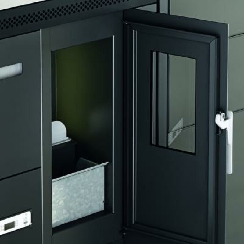 Eva Calòr NINA Cuisinière à granulés ventilée avec plaque de cuisson en métal - version encastrable - 7,2 kw - 160 m³ chauffable - noir