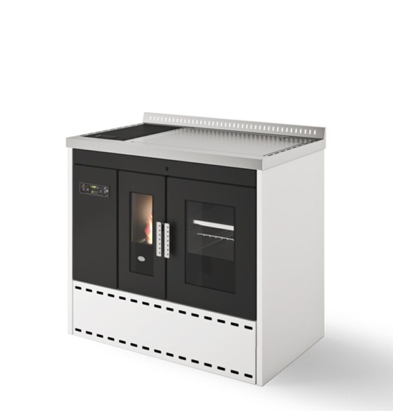 Eva Calòr ISOTTA Thermocuiseur à pellets avec four 18,6 kw - 390 m3 chauffé - blanc