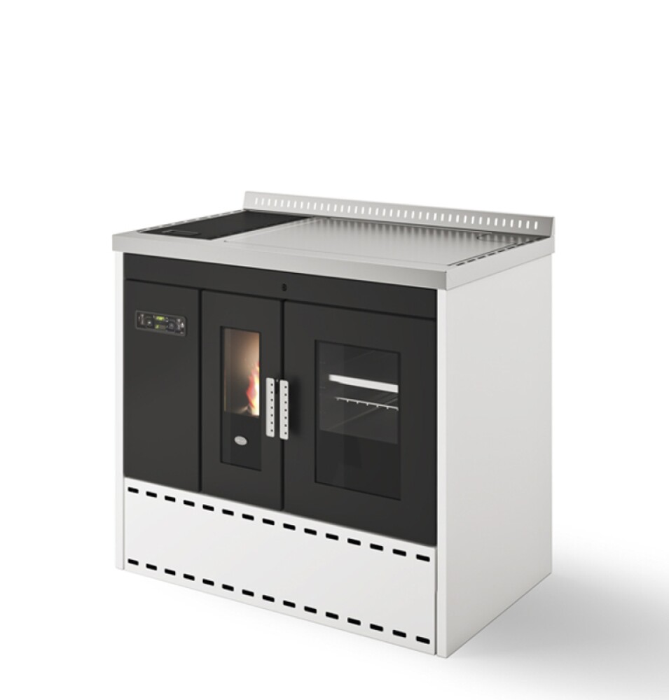 Eva Calòr ISOTTA Thermocuiseur à pellets avec four 18,6 kw - 390 m3 chauffé - blanc