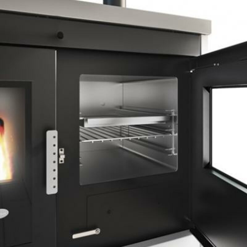 Eva Calòr ISOTTA Thermocuiseur à pellets avec four 18,5 kw - 390 m³ chauffable - noir