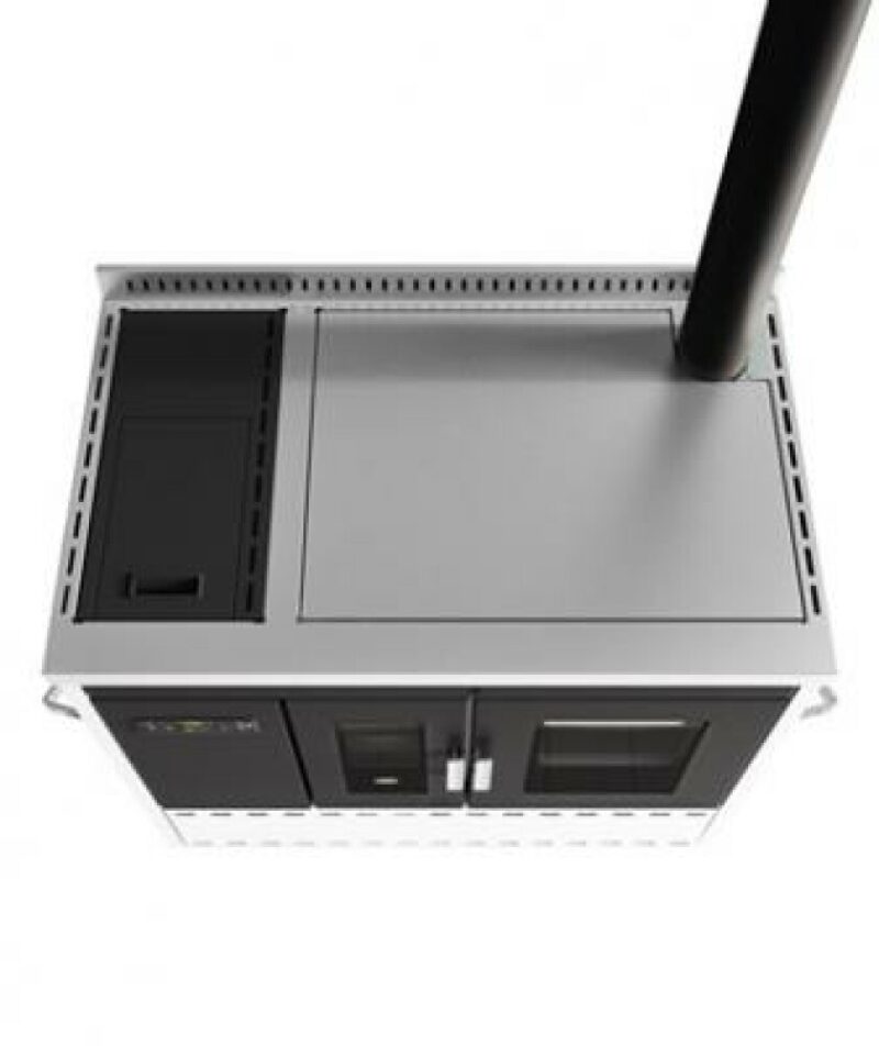 Eva Calòr ISOTTA Thermocuiseur à pellets avec four 18,5 kw - 390 m³ chauffable - noir