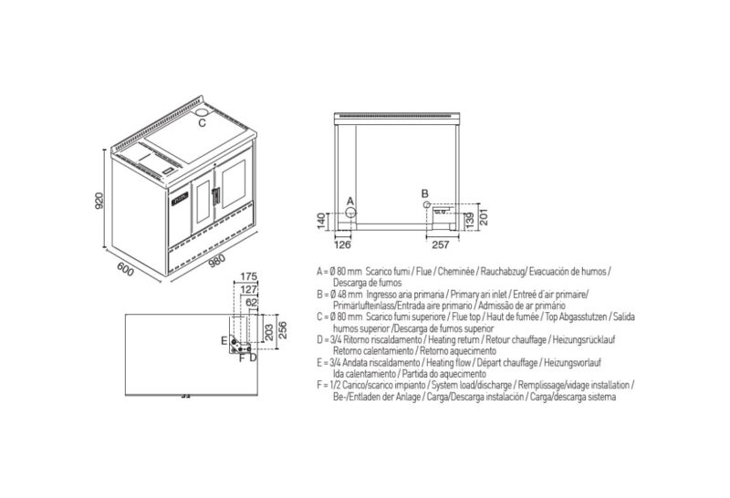 Eva Calòr ISOTTA Thermocuiseur à pellets avec four 18,5 kw - 390 m³ chauffable - noir