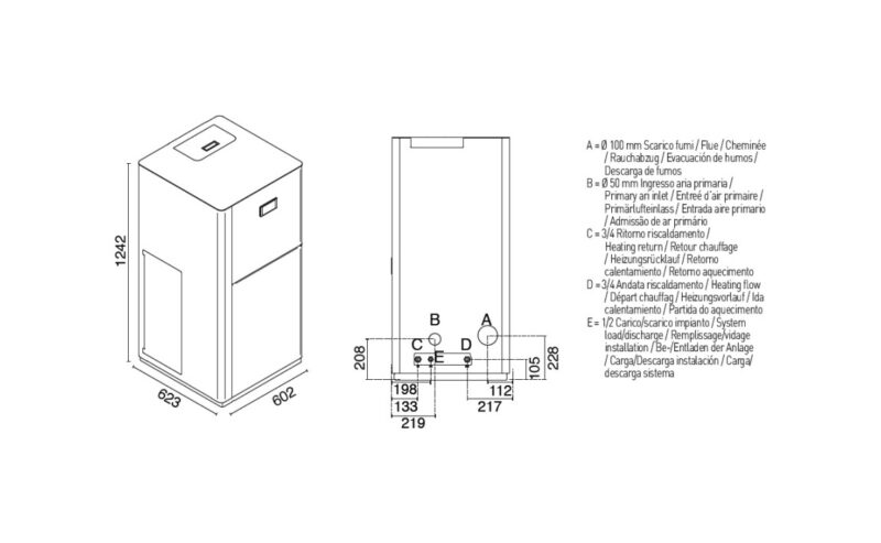 Eva Calòr PRO 24 Chaudière à pellets classe 5 - 24,5 kw - 600 m³ chauffable - noire