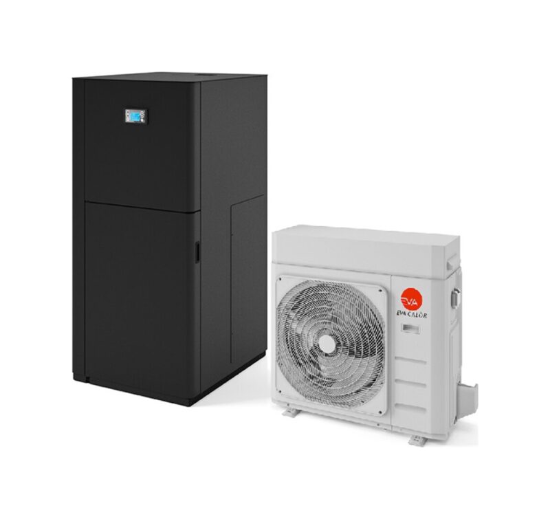 Eva Calòr PRO 24 HYBRID Chaudière à granulés classe 5 - avec pompe à chaleur et ecs intégrée - 24,5 kw - 600 m3 chauffé - noir gaufré