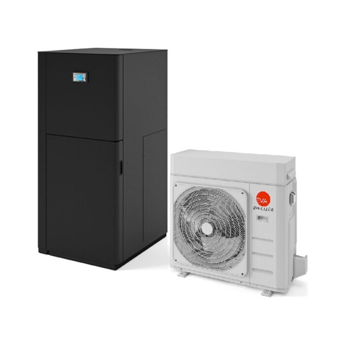 Eva Calòr PRO 20 HYBRID Chaudière à granulés classe 5 - avec pompe à chaleur et ecs intégré - 20,1 kw - 460 m3 chauffé - noir gaufré