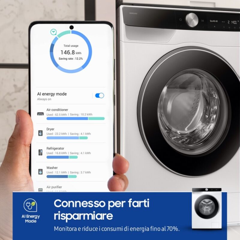 Samsung WW11DG6B85LKU3 Ai Control Machine à laver cm. 60 - capacité 11 kg - blanc