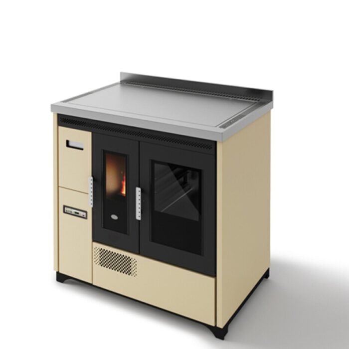 Eva Calòr ENRICA PLUS Poêle à granulés ventilé avec four - 7,2 kw - 160 m³ chauffable - ivoire