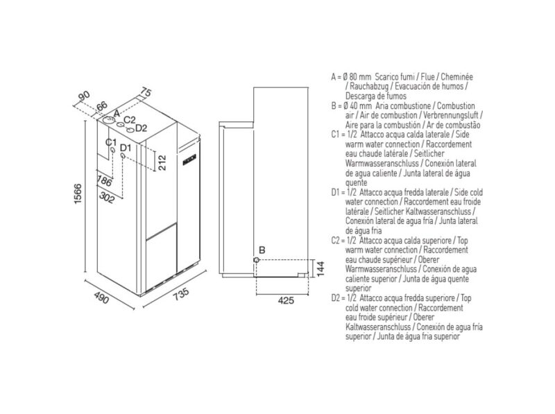 Eva Calòr SB 80 Chauffe-eau hermétique à granulés - 10,2 kw - 230 m³ chauffable - blanc/noir