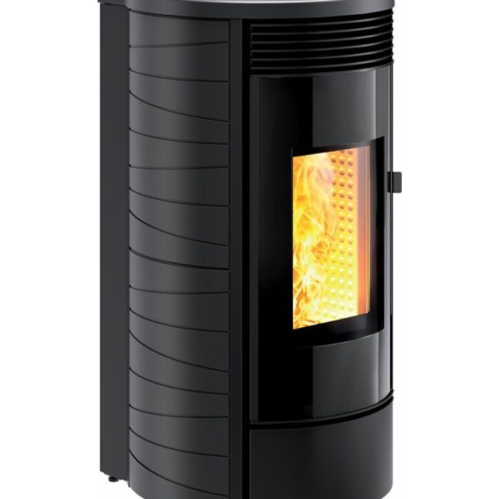 Caminetti Montegrappa MW22 AUP Gassa M Poêle à granulés autonettoyant pour chauffer l'eau, étanche à l'air et ventilé 21,3 kw - revêtement en majolique noire